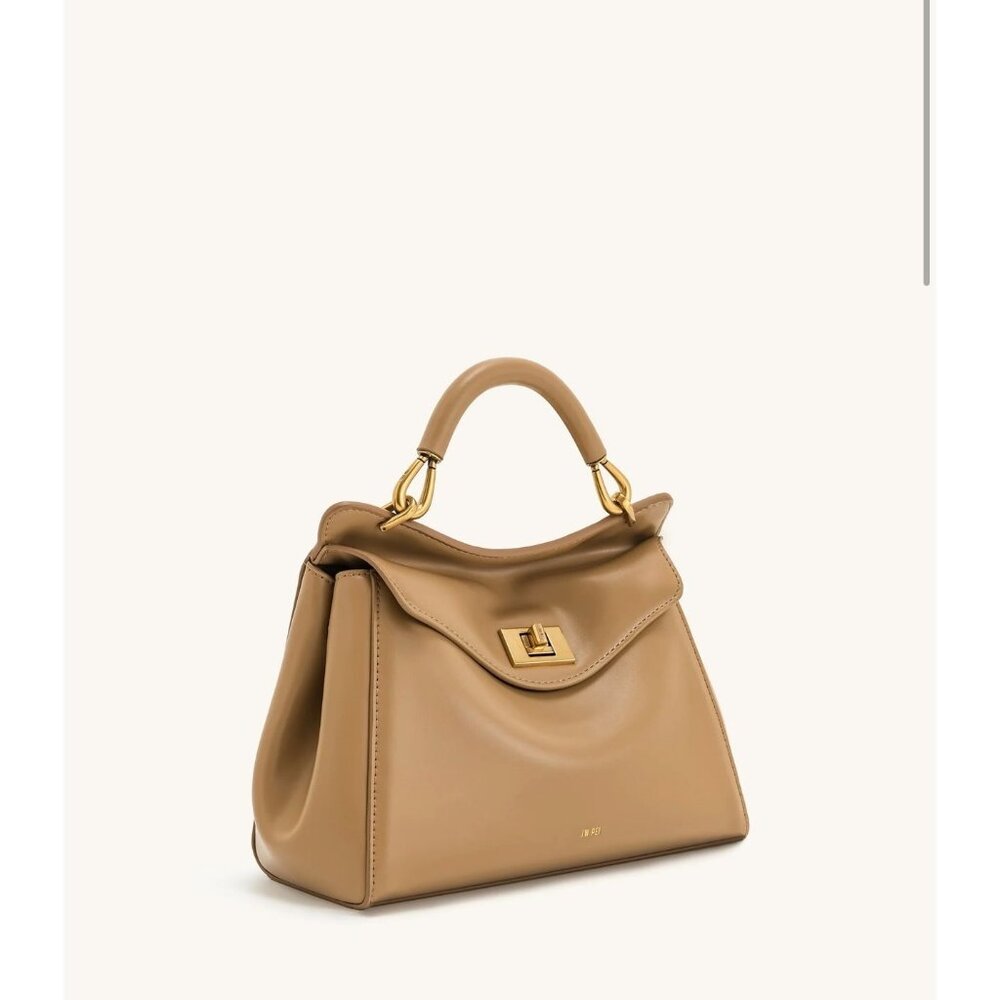 JW Pei Lucia Classic Top Handle Handbag Brown Vegan Leather